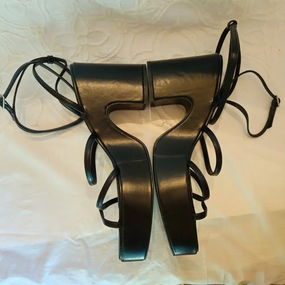 ZARA Black Y2K Strappy Platform Heels EU 41